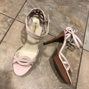 Cute pink straps sandal heels, size 6